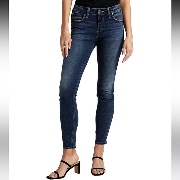 Silver Jeans Elyse Skinny Dark Wash Indigo Stretch Denim Size 27 NEW! - Picture 3 of 16
